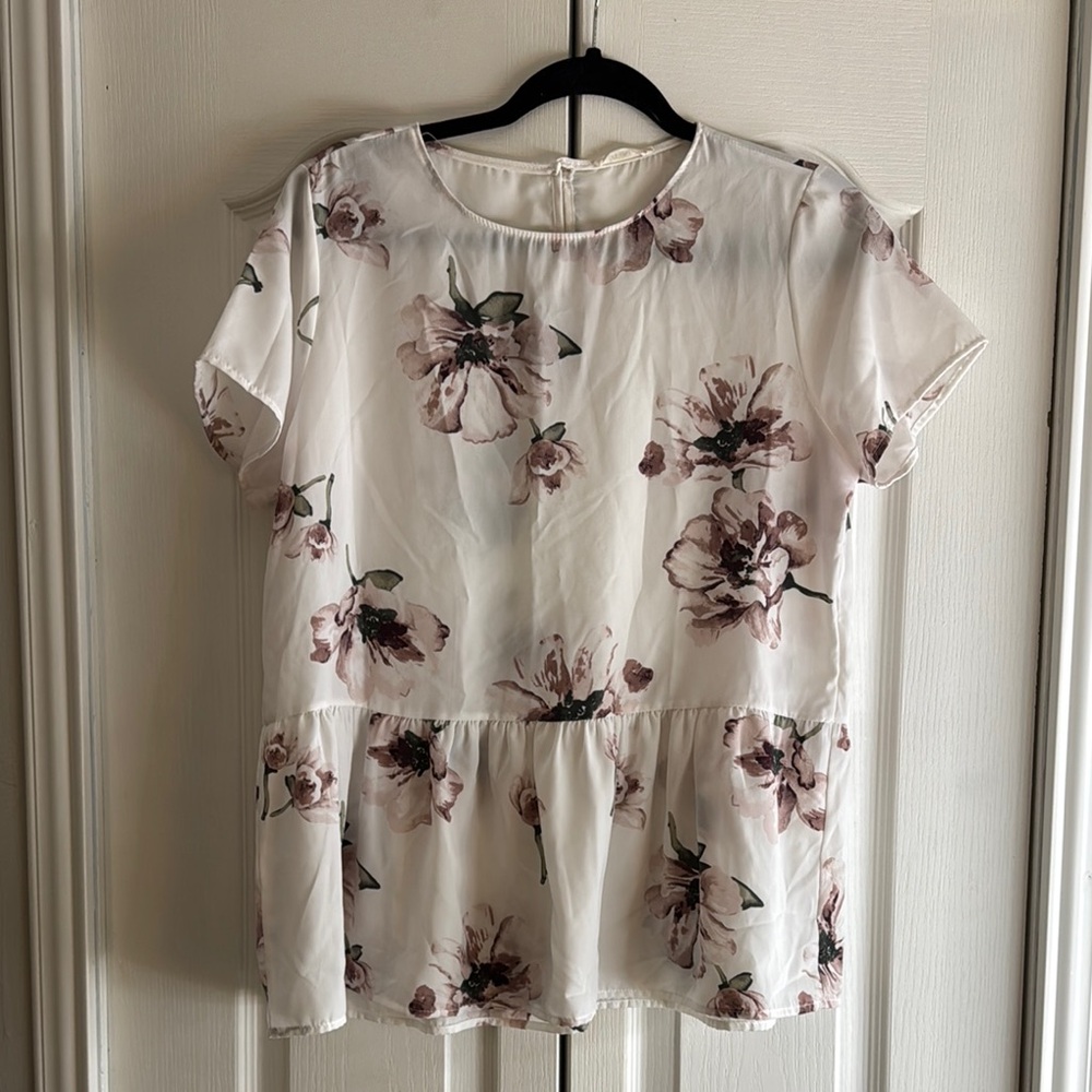 Floral White and Pink Women's Top